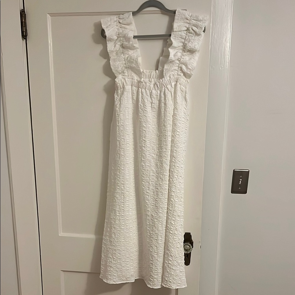 THML White Dress with Ruffle Sleeves